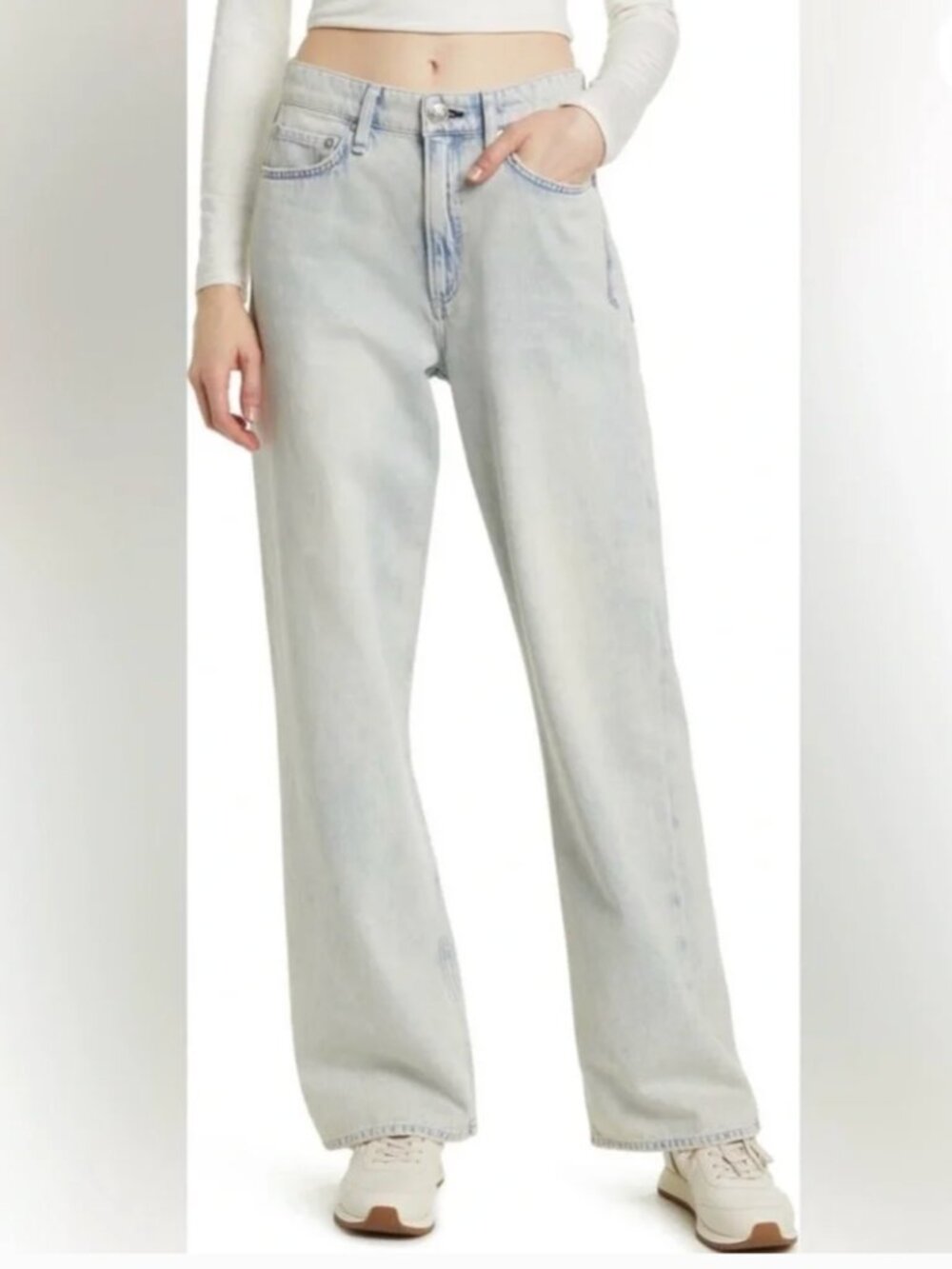 rag & bone Logan Mid-rise Wide-leg in Icefall